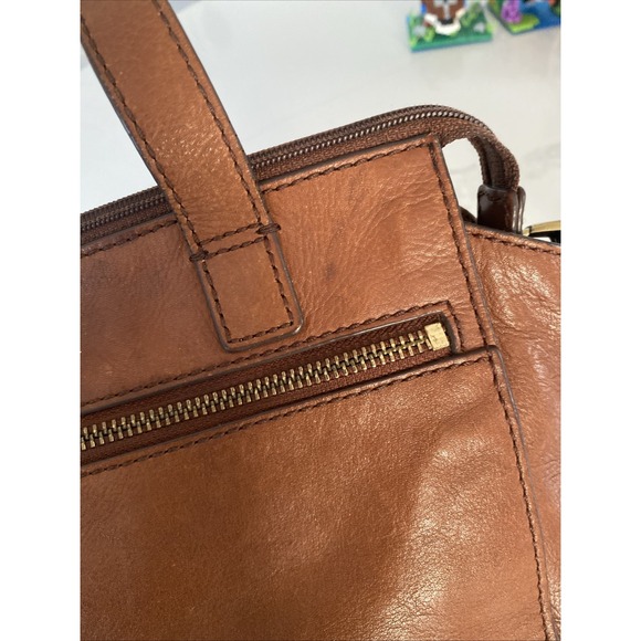 Fossil Tessa Chestnut Brown Pebble Leather Boho Crossbody Bag Purse Satchel EUC - Picture 9 of 16
